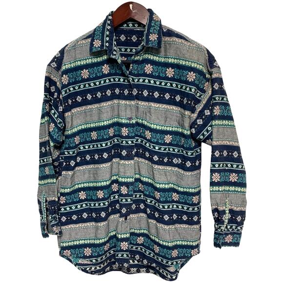 No Brand Women's Embroider Floral Western Tapestry Long Sleeve Button Up Shirt M - Picture 1 of 4